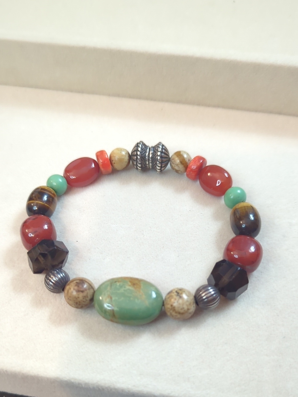 Carolyn Pollack Relios 925 Sterling Turquoise Multi Bead Magnetic Clasp Bracelet